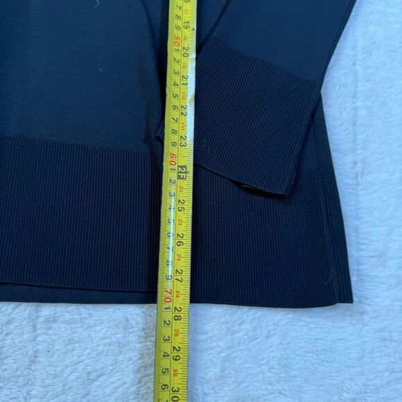 Theory Britona Solid Black V-Neck Long Sleeve Slit Cuff Tunic Sweater - Picture 7 of 7